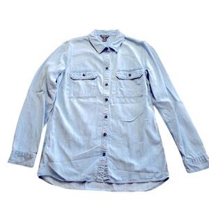 Eddie Bauer Light Denim Button Down Long Sleeve Top Size Small